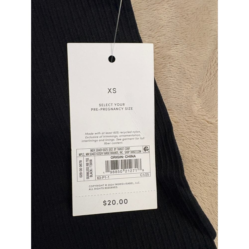NWT Isabel Maternity by Ingrid+Isabel Black Seamless Short Sleeve Crew Tee XS - Picture 3 of 3